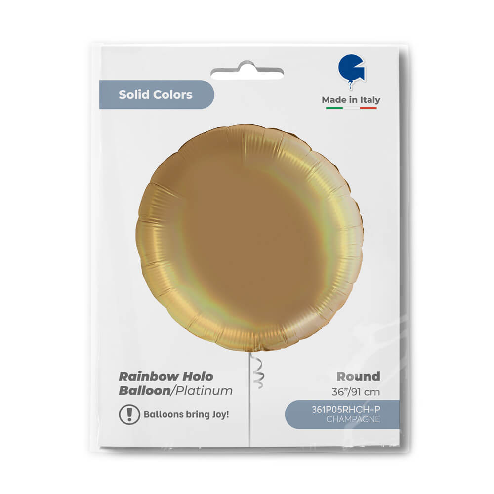 Round 36inc Rainbow Holographic Platinum Champagne
